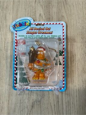 Ganz Webkinz All Decked Out Zangoz Christmas Ornament. NIB with online code 2008